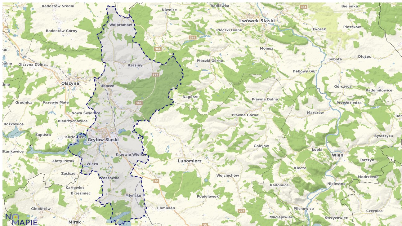 Mapa obszarów ochrony przyrody Gryfowa Śląskiego