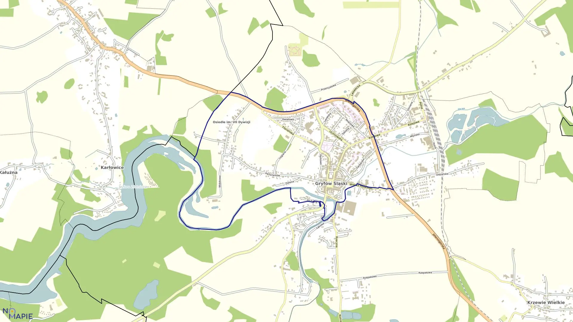 Mapa obrębu Gryfów Śląski 2 w gminie Gryfów Śląski