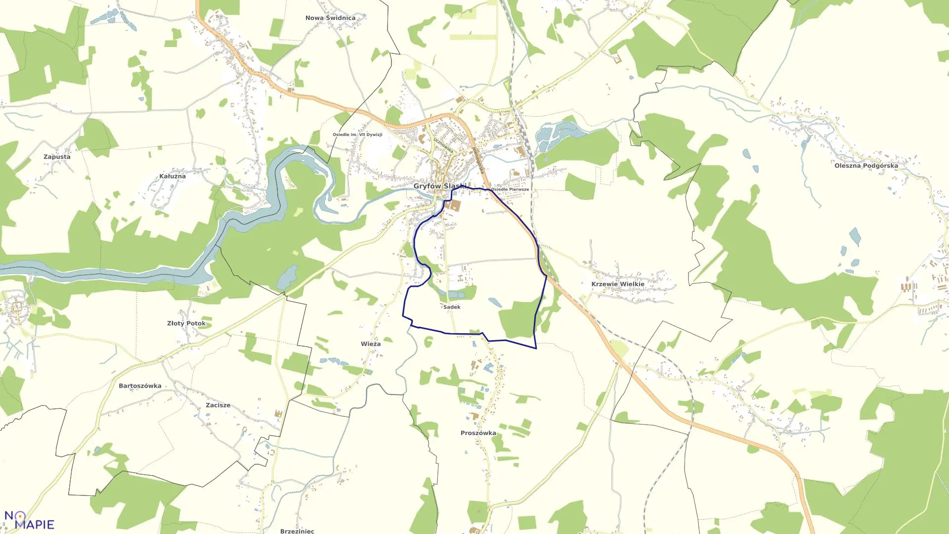 Mapa obrębu Gryfów Śląski 3 w gminie Gryfów Śląski