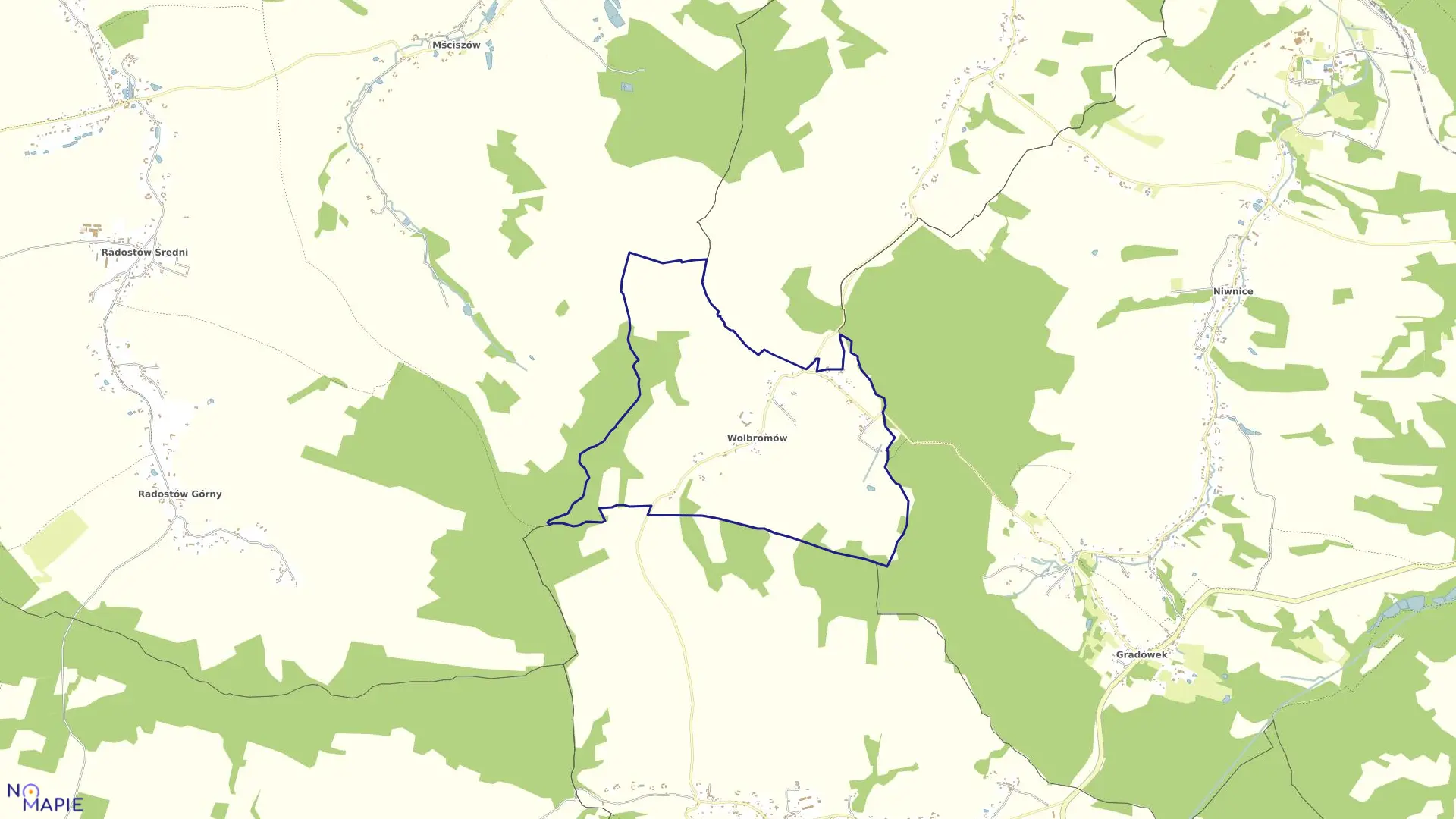 Mapa obrębu Wolbromów w gminie Gryfów Śląski