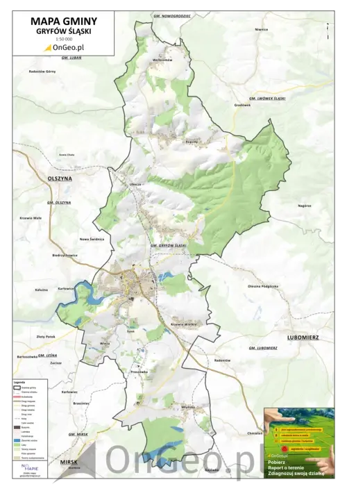 Mapa gminy Gryfów Śląski